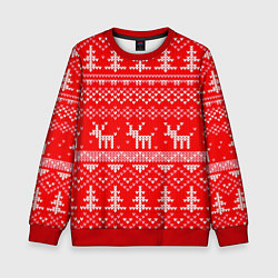 Детский свитшот Рождественский красный свитер с оленями