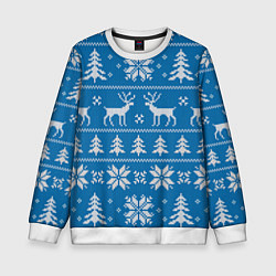 Детский свитшот Рождественский синий свитер с оленями