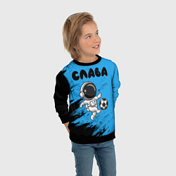 Свитшот детский Слава космонавт футболист, цвет: 3D-черный — фото 2