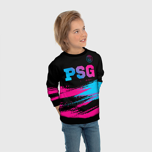 Детский свитшот PSG - neon gradient: символ сверху / 3D-Черный – фото 3