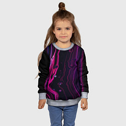 Свитшот детский Фиолетовые линии песка во тьме, цвет: 3D-меланж — фото 2