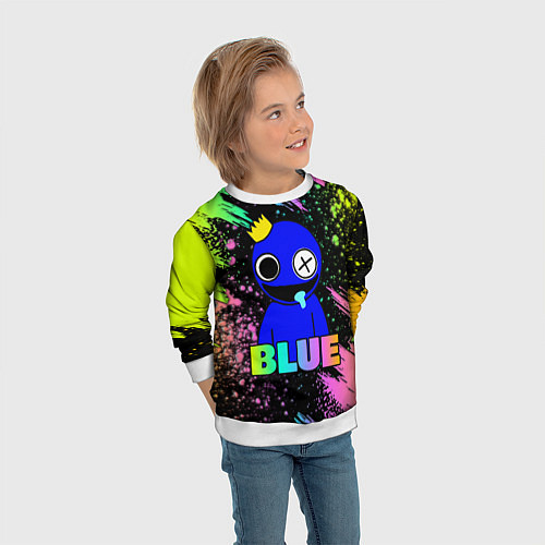 Детский свитшот Rainbow Friends - Blue / 3D-Белый – фото 3