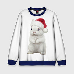 Свитшот детский Рождественский крольчонок, цвет: 3D-синий