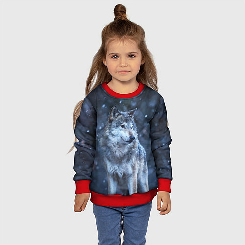 Детский свитшот Лесной волк / 3D-Красный – фото 4