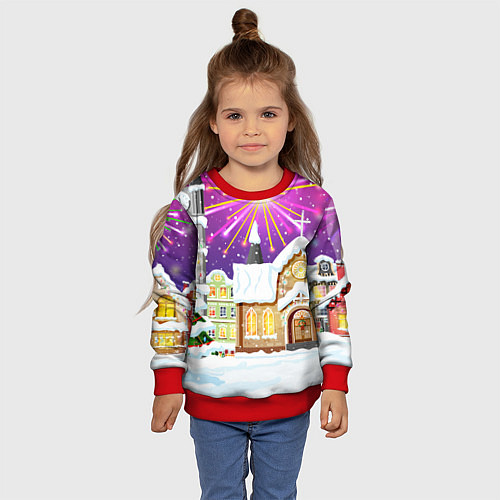 Детский свитшот Новогодний салют / 3D-Красный – фото 4