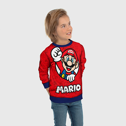 Детский свитшот Луиджи и Марио / 3D-Синий – фото 3