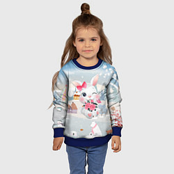 Свитшот детский Зайка с цветами, цвет: 3D-синий — фото 2