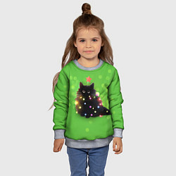 Свитшот детский Котик в гирлянде, цвет: 3D-меланж — фото 2