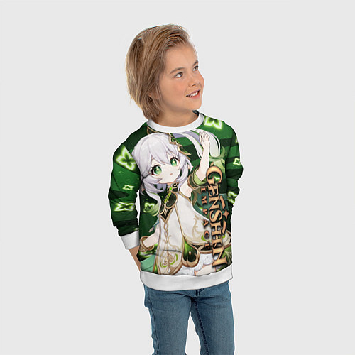 Детский свитшот Нахида: Дендро Архонт / 3D-Белый – фото 3
