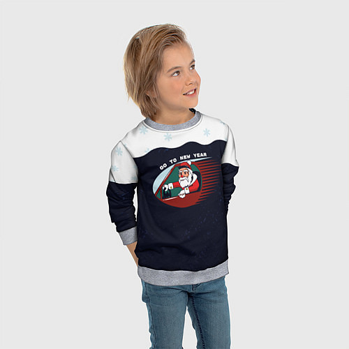 Детский свитшот Дед мороз едет в новый год / 3D-Меланж – фото 3