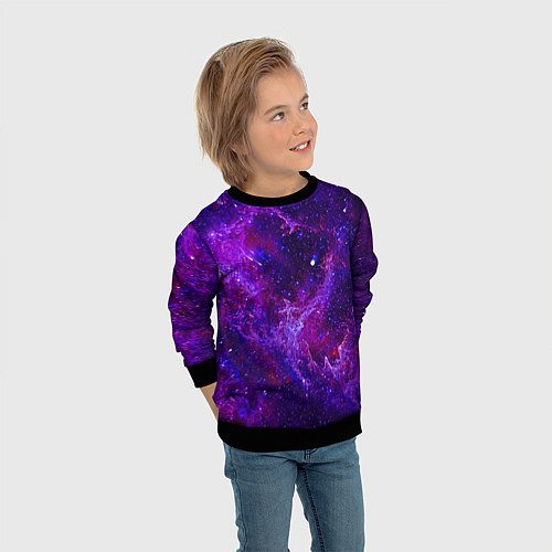 Детский свитшот Неоновый космос и звезды / 3D-Черный – фото 3