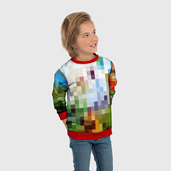 Свитшот детский Пиксельная абстракция, цвет: 3D-красный — фото 2