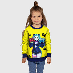 Свитшот детский Ребекка из киберпанка - желтый, цвет: 3D-синий — фото 2