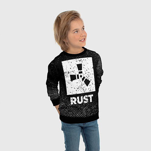 Детский свитшот Rust с потертостями на темном фоне / 3D-Черный – фото 3