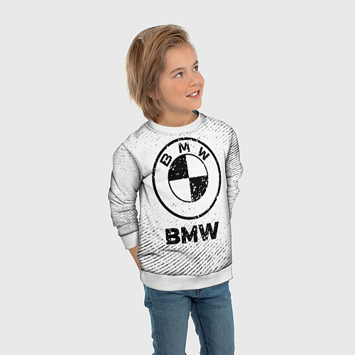 Детский свитшот BMW с потертостями на светлом фоне / 3D-Белый – фото 3