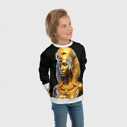 Детский свитшот Нейросеть - золотая египетская богиня / 3D-Белый – фото 3