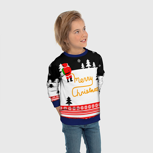 Детский свитшот Merry christmas - Санта Клаус / 3D-Синий – фото 3