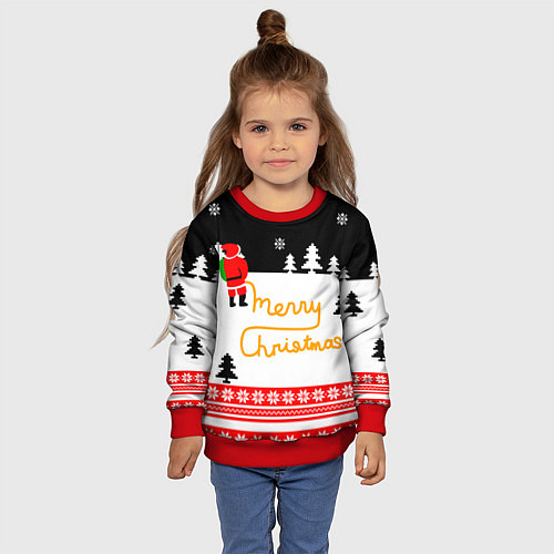 Детский свитшот Merry christmas - Санта Клаус / 3D-Красный – фото 4
