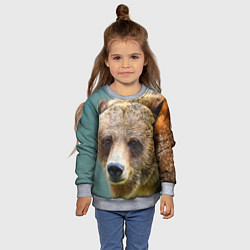 Свитшот детский Русский бурый медведь, цвет: 3D-меланж — фото 2