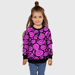 Свитшот детский Кислотный розовый в смайликах, цвет: 3D-черный — фото 2