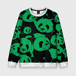 Свитшот детский Panda green pattern, цвет: 3D-белый
