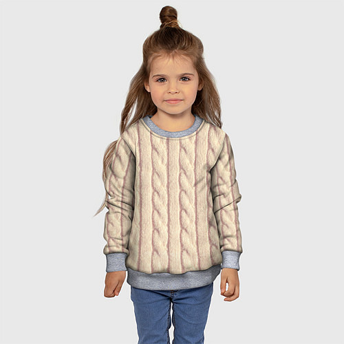 Детский свитшот Светлый вязаный свитер / 3D-Меланж – фото 4