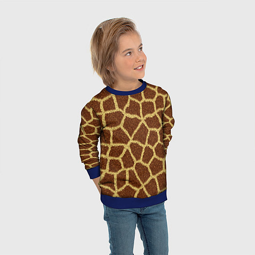 Детский свитшот Текстура жирафа / 3D-Синий – фото 3