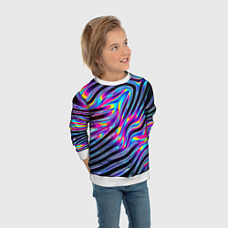 Свитшот детский Голографические полосы, цвет: 3D-белый — фото 2