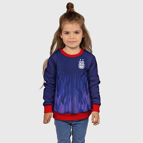 Детский свитшот Сборная Аргентины ЧМ 2022 выездная / 3D-Красный – фото 4