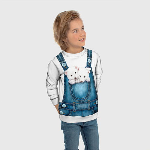 Детский свитшот Медвежата в кармашке / 3D-Белый – фото 3