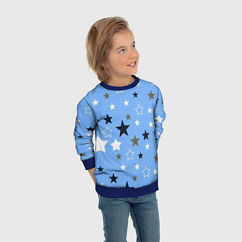 Детский свитшот Звёзды на голубом фоне / 3D-Синий – фото 3