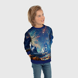 Свитшот детский Горы и бескрайний космос, цвет: 3D-синий — фото 2