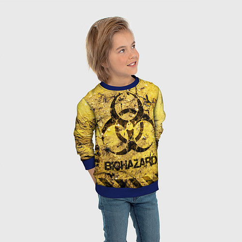 Детский свитшот Danger biohazard / 3D-Синий – фото 3