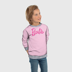 Свитшот детский Барби - логотип на клетчатом фоне, цвет: 3D-меланж — фото 2