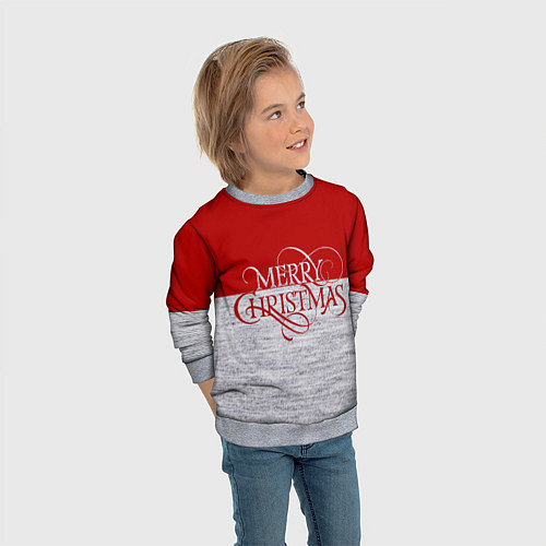 Детский свитшот Merry Christmas красный / 3D-Меланж – фото 3