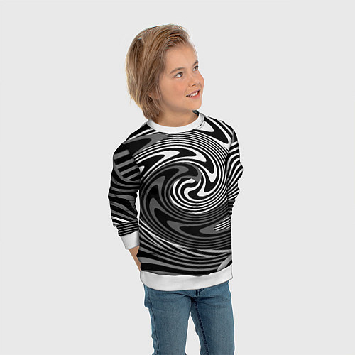 Детский свитшот Black and white abstract pattern / 3D-Белый – фото 3