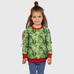 Свитшот детский Милитари листья крупные, цвет: 3D-красный — фото 2