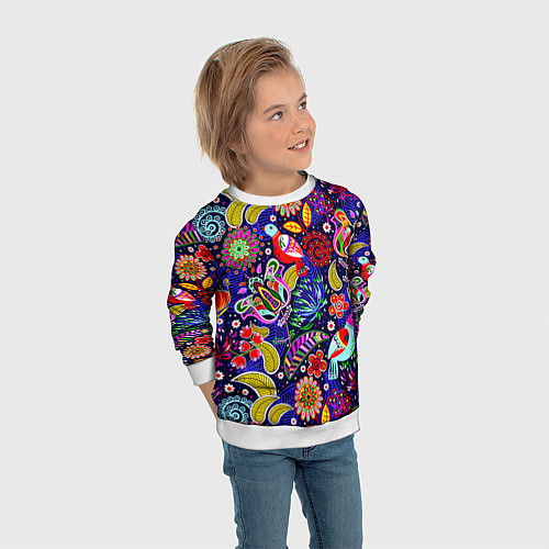 Детский свитшот Multicolored floral patterns / 3D-Белый – фото 3
