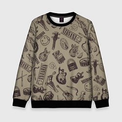 Свитшот детский Nirvana crash guitar beige, цвет: 3D-черный