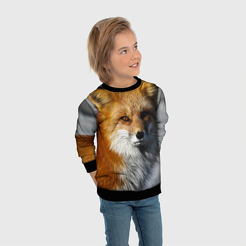 Детский свитшот Лиc / 3D-Черный – фото 3