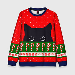 Свитшот детский Котик: новогодний свитер, цвет: 3D-синий