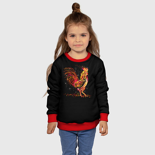 Детский свитшот Огненный петух / 3D-Красный – фото 4