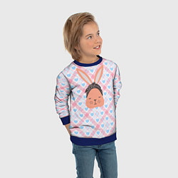 Свитшот детский Милый кролик и сердечки, цвет: 3D-синий — фото 2