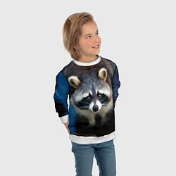 Свитшот детский Застенчивый енот, цвет: 3D-белый — фото 2