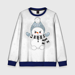 Свитшот детский Милый снеговик и снежинки, цвет: 3D-синий