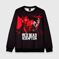 Свитшот детский Артур Морган, портрет, цвет: 3D-черный