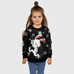 Свитшот детский Подмигивающий кролик в снежинках, цвет: 3D-черный — фото 2