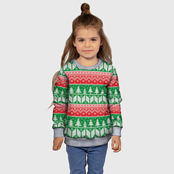 Свитшот детский Зимний вязанный фон с елочками, цвет: 3D-меланж — фото 2