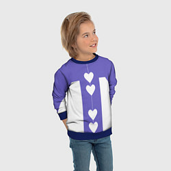 Свитшот детский Белые сердца на фиолетовом, цвет: 3D-синий — фото 2
