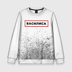 Свитшот детский Василиса - в красной рамке на светлом, цвет: 3D-белый